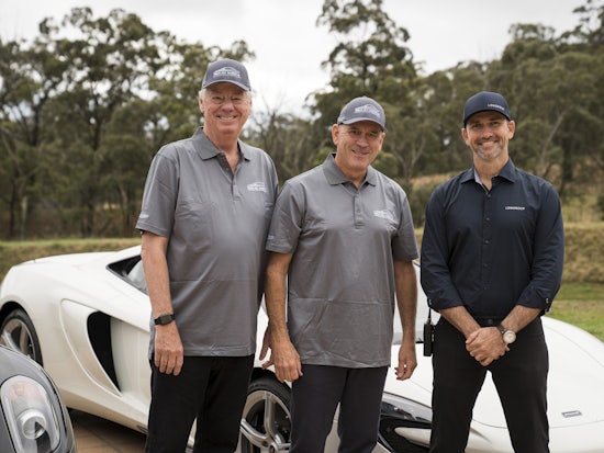 <p>Phil Cave, Richard Grellman and Luke O’Neill together with some of the luxury vehicles (Source: CHeBA)</p>
