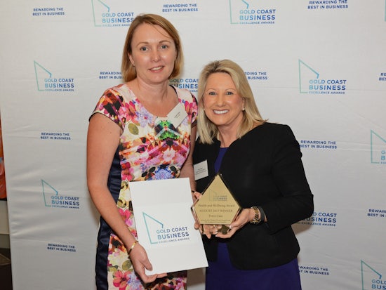 <p>Left is Leonie Fowke, Chief Operations Officer, Feros Care at the awards night in Queensland (Source: Feros Care)</p>
