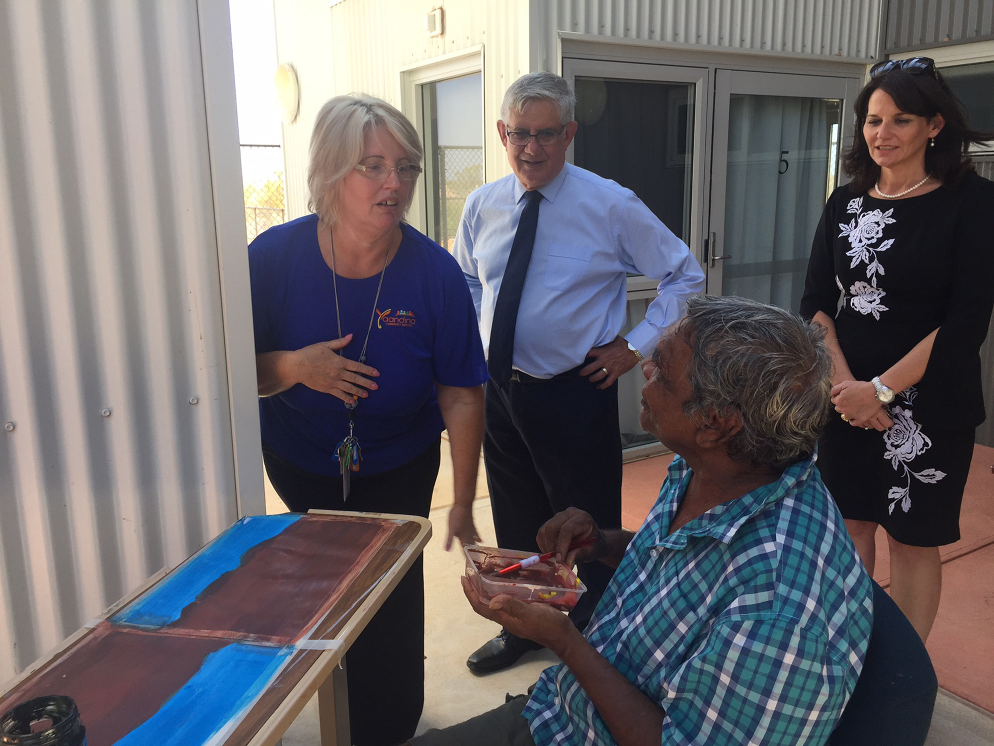 <p>Minister Wyatt visiting Yaandina in Roebourne (Source: Department of Health)</p>
