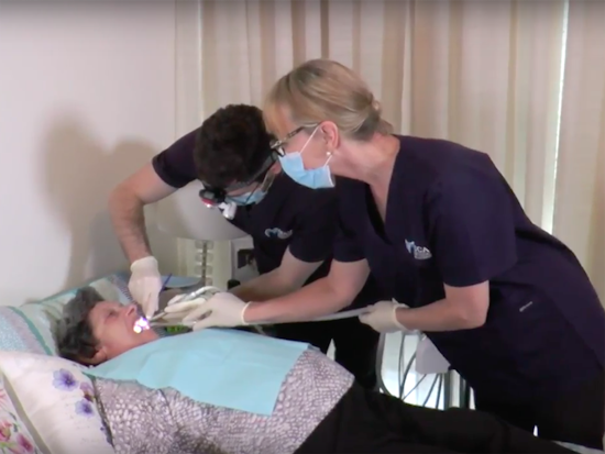 <p>Aged care residents don’t need to leave their bed to receive dental treatment (Source: Mobile Dental Clinics Australia)</p>