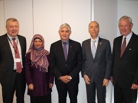<p> Ray Creen, Majhabeen Ahmad, Minister for Ageing Ken Wyatt, Charlie (Khalil) Shanin and Geoff Holdich (Source: ACH Group)</p>

