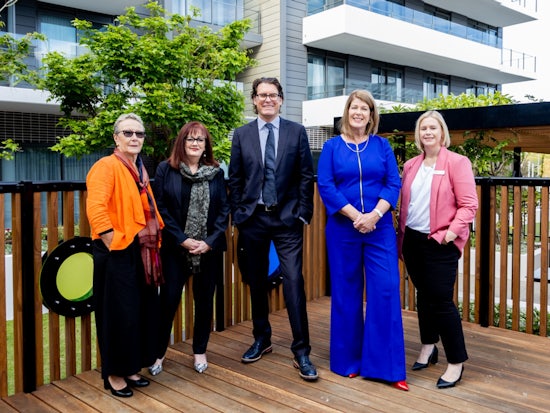 <p>L-R: Christina Venables, The Queenslea Aged Care; Deborah Worth, Oryx; Toby Browne-Cooper, Oryx Founder; Fiona Beermier, Ngala CEO; and Kate Pitt, Ngala. [Source: Supplied]</p>
