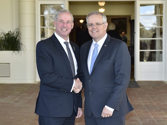 <p>New Senator Richard Colbeck with newly re-elected Prime Minister Scott Morrison. [Source: Office of Senator the Hon Richard Colbeck]</p>

