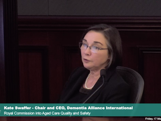<p>Kate Swaffer, Chair and CEO of Dementia Alliance International, thinks the current aged care system in Australia is a massive breach of human rights. [Source: Aged Care Royal Commission].</p>

