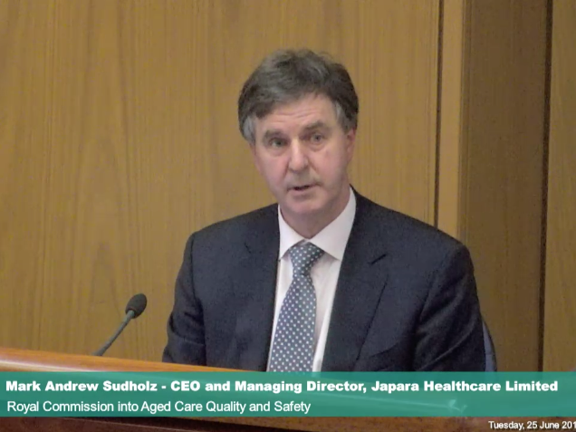 <p>Japara CEO and Managing Director, Mr Mark Andrew Sudholz, was unconcerned by the 300 reports of alleged assaults over four and a half years. [Source: Aged Care Royal Commission]</p>
