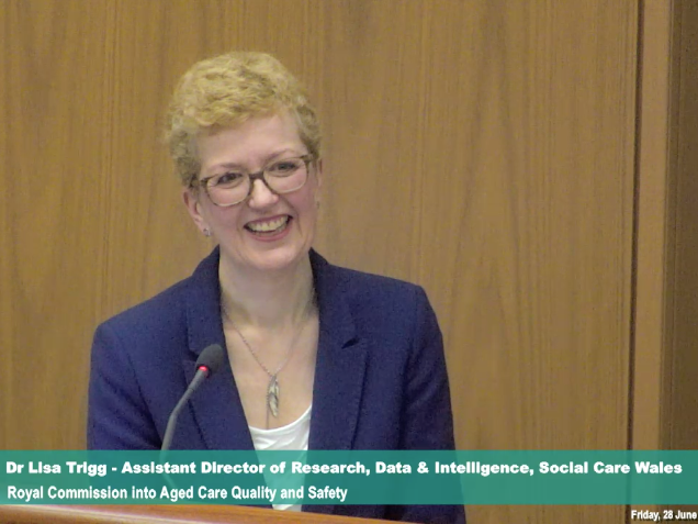 <p>Dr Lisa Trigg, Assistant Director of Research at Social Care Wales, found it difficult to find good aged care providers. [Source: Aged Care Royal Commission]</p>
