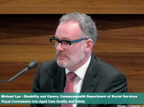 <p>Michael Lye, Department of Social Services, admitted the Department failed to influence change around the amount of younger people with disability entering aged care. [Aged Care Royal Commission]</p>
