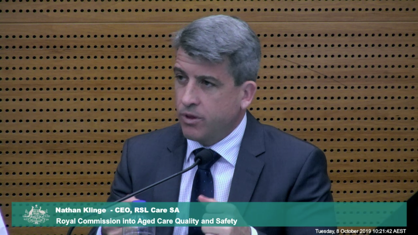 <p>CEO of RSL Care SA, Nathan Klinge, says veterans are ageing quickly and entering aged care sooner than the general population. [Source: Aged Care Royal Commission]</p>
