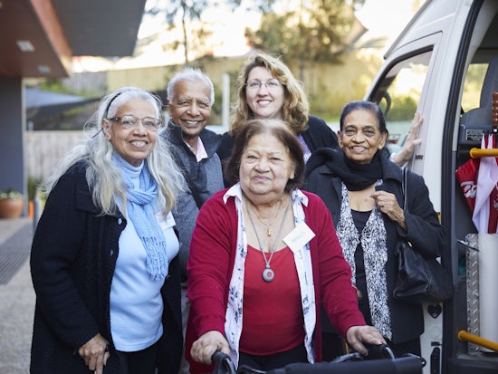 <p>Group members Connie, Vijay, Punya and Phyllis with staff member Karen (Source: Villa Maria Catholic Homes)</p>
