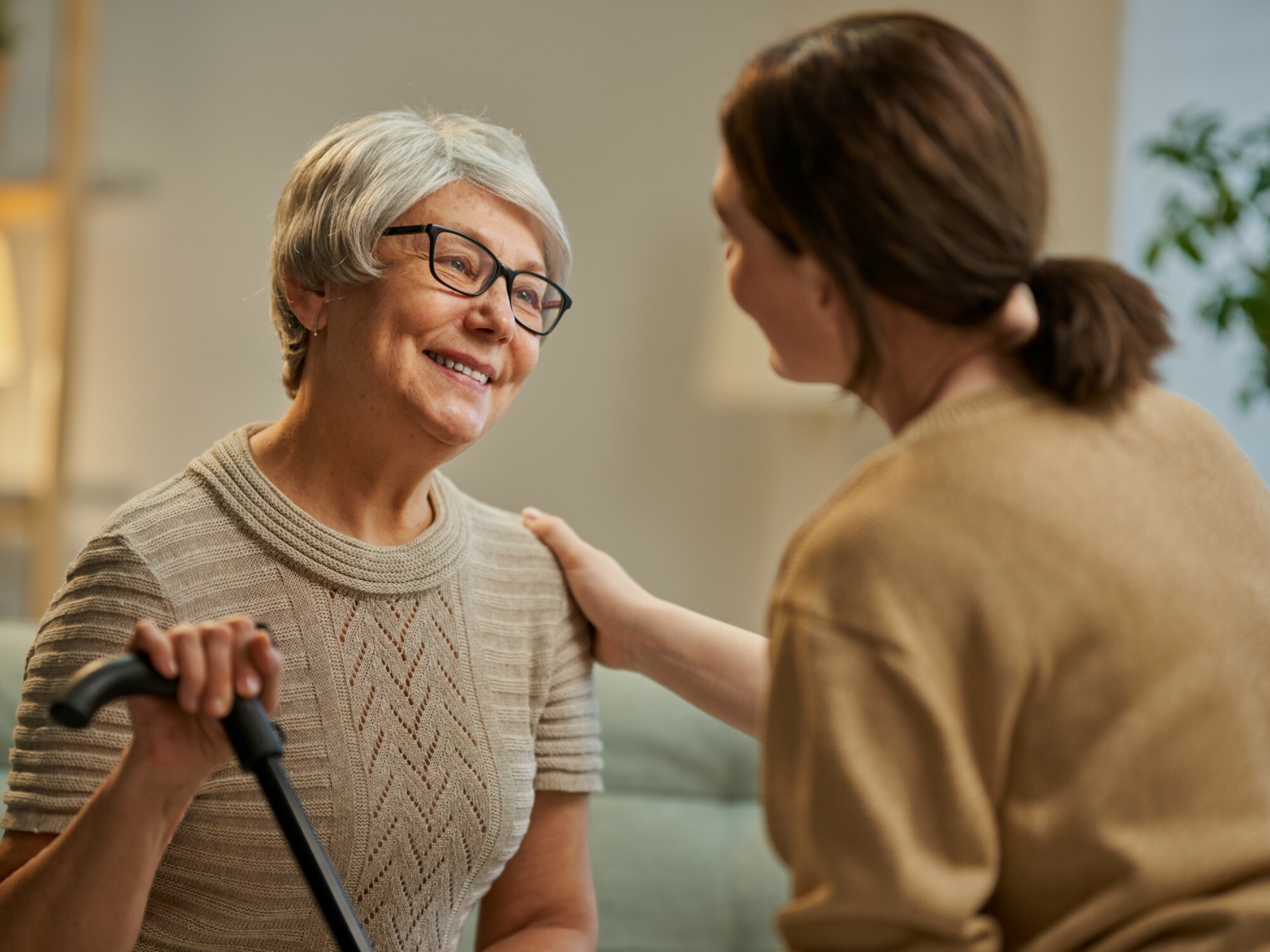 Older woman with her daughter