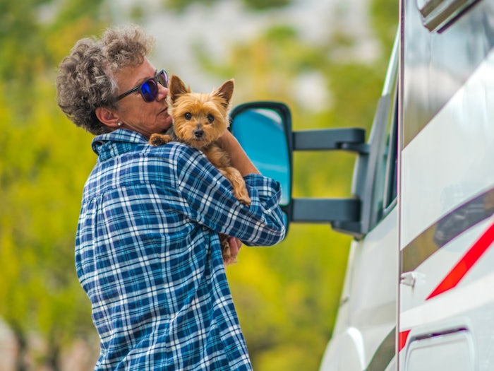 You can bring your pet on your big retirement caravan trip if you put enough planning into the holiday. [Source: Shutterstock]
