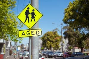 Aged Care sign on Australian road