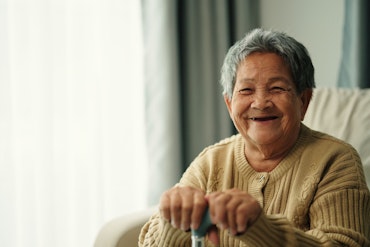 An older woman smiling