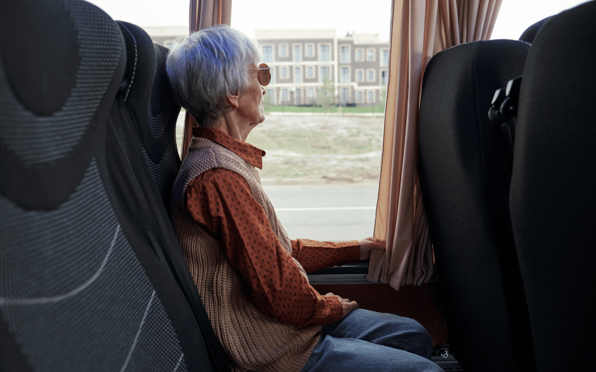 Woman on a bus