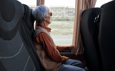 Woman on a bus