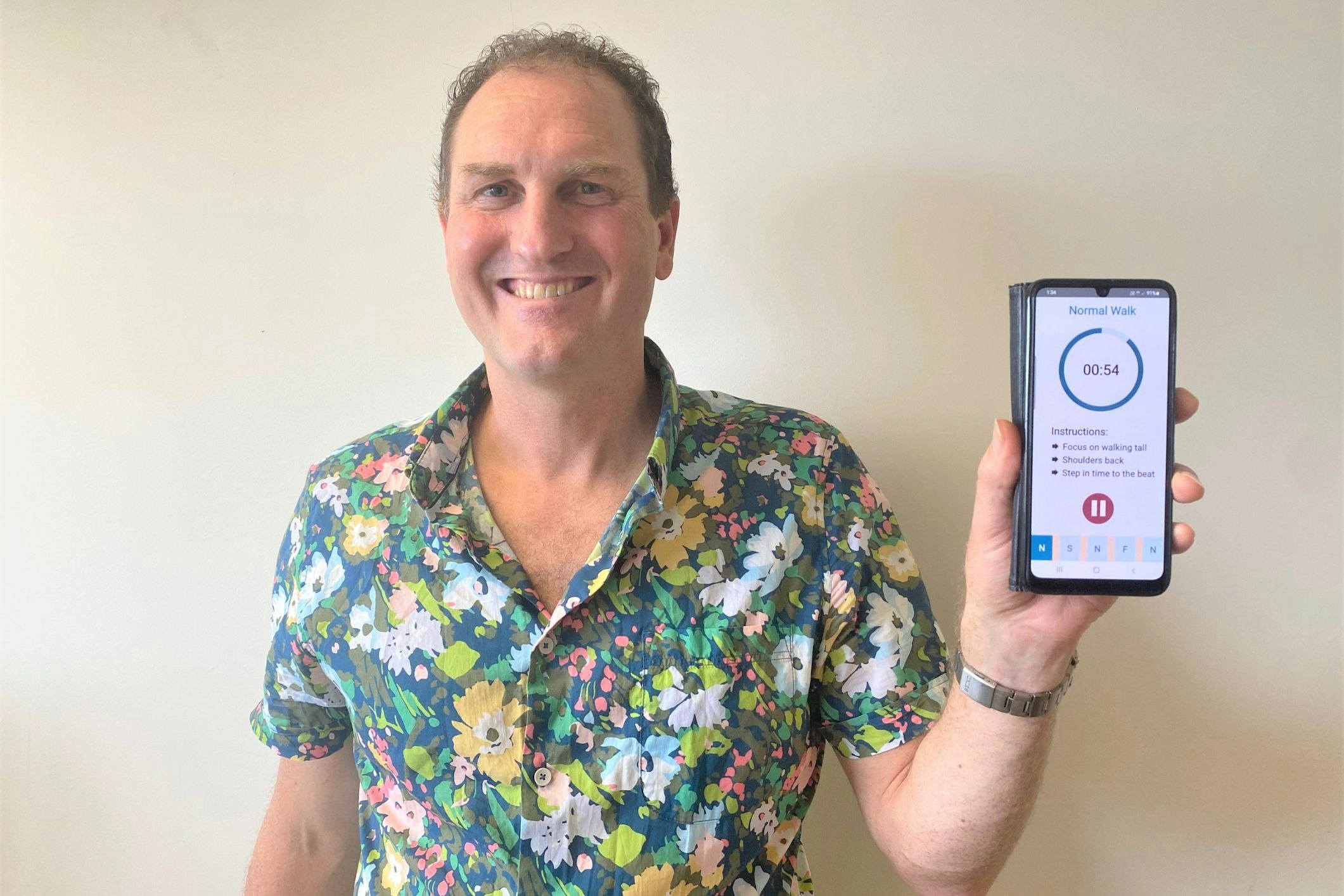 <p>Dr Mathew A Brodie, University of New South Wales, Sydney, biomedical engineer, developed the ‘Walking Tall’ app in collaboration with people who are living with Parkinson&#8217;s disease. [Source: supplied]</p>
