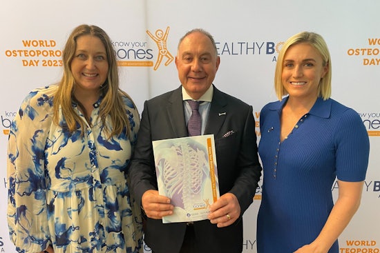 <p>Pictured: from left to right — Member of the Australian House of Representatives Emma McBride, CEO of Healthy Bones Australia Greg Lyubomirsky and Healthy Bones ambassador Sally Pearson, OAM [Source: VIVA Communications]</p>
