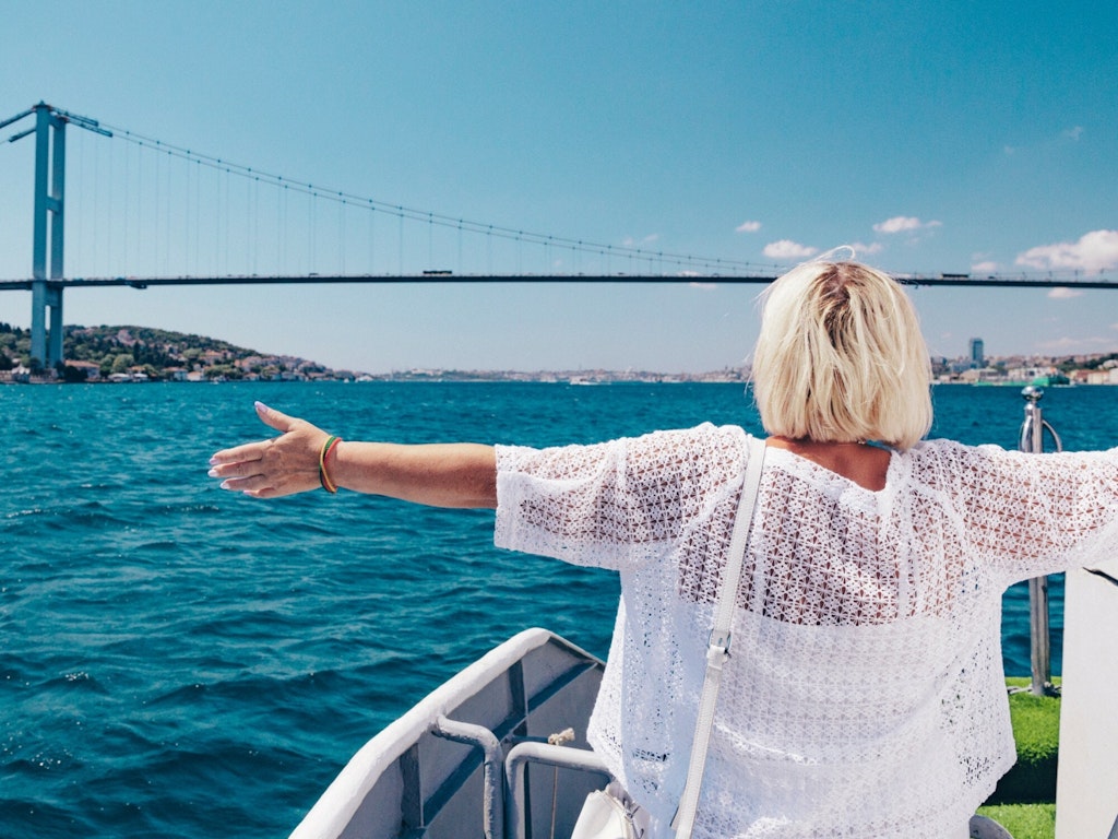 Older woman on a holiday trip on a boat