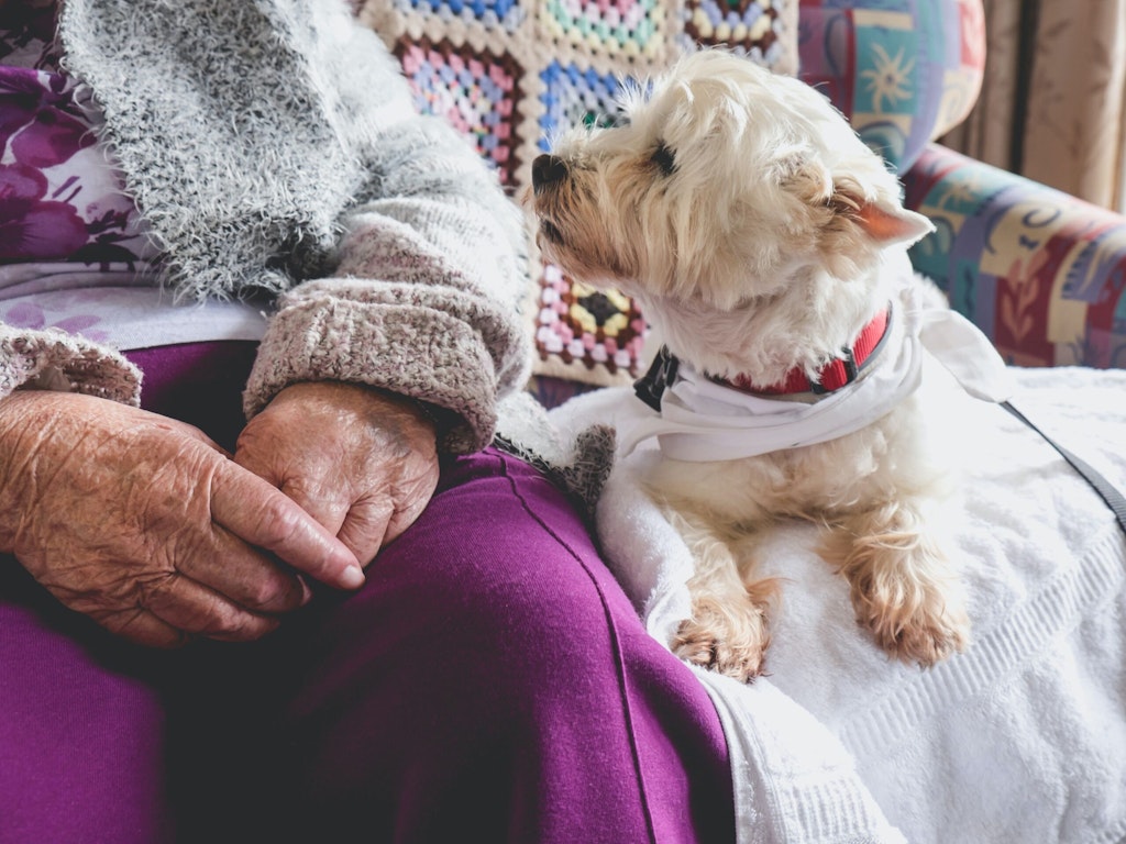 Older woman with her dog