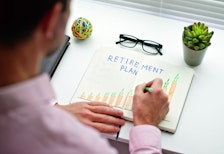 Retirement plan made by middle-age man