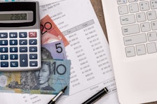 Australian money, calculator and debt records